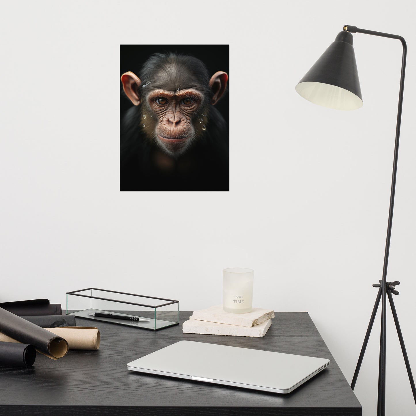 rainforest art: "A Monkey's Portrait" - Photorealism - Digital Artwork Loose Art Print