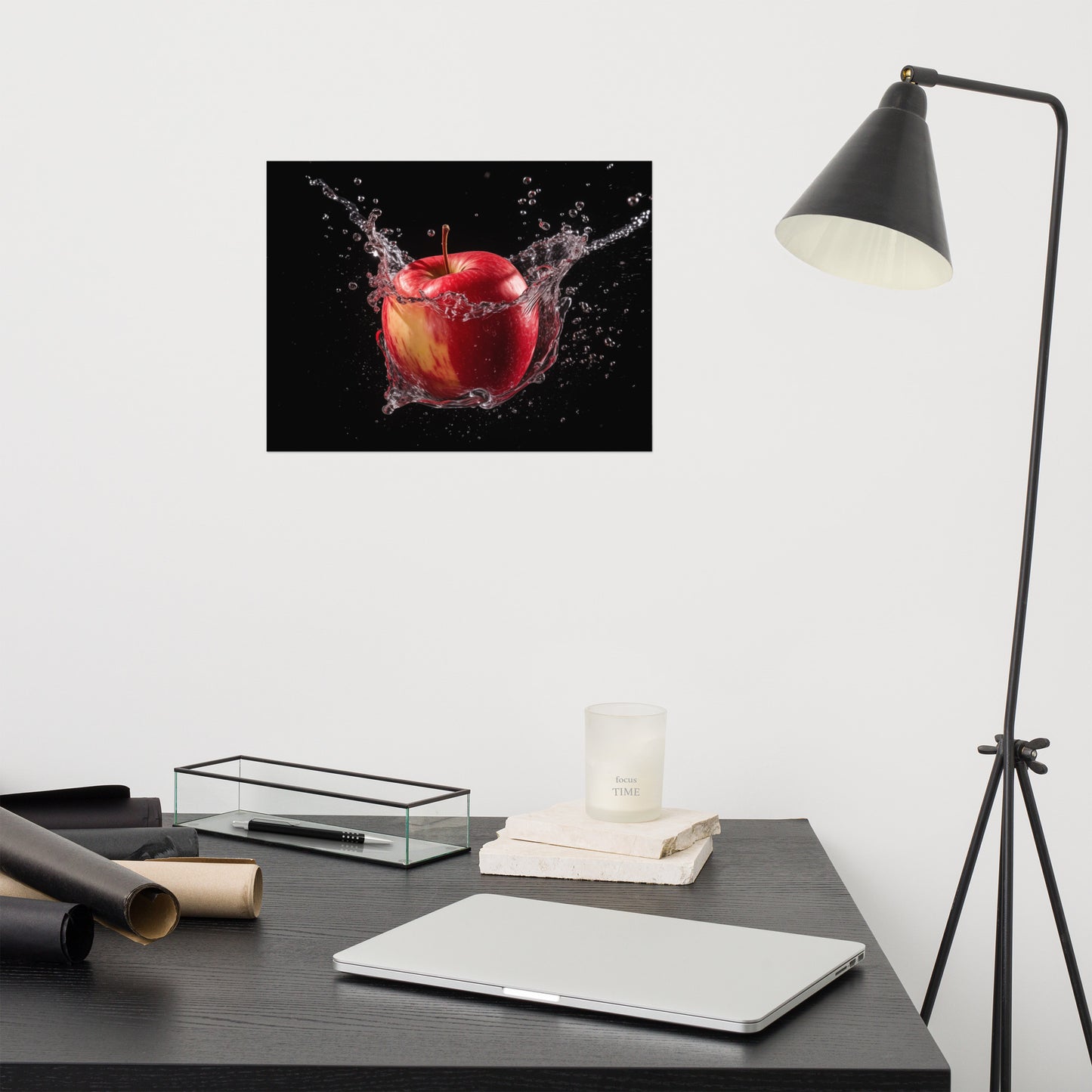 Apple Immersion - Apple in Water Photorealism - Digital Artwork Loose Print