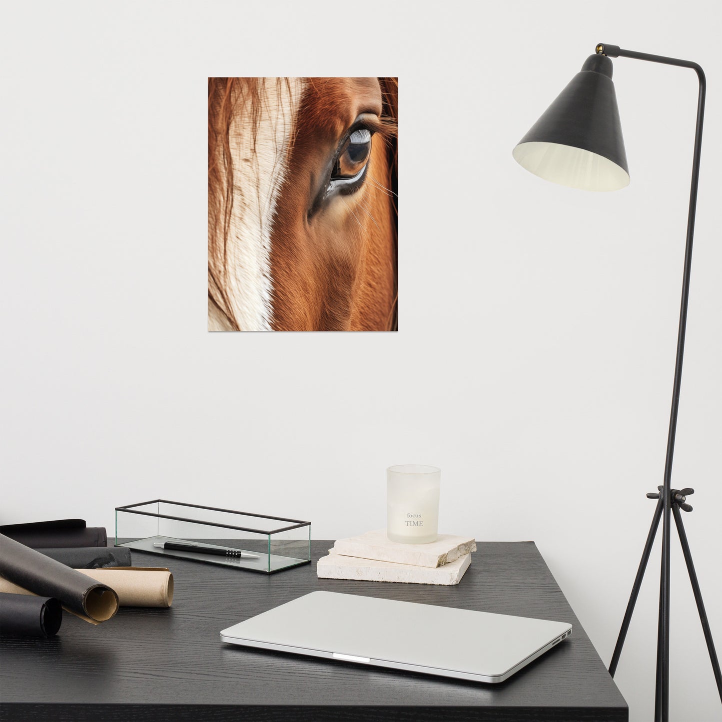 Horse Wall Art: Chestnut and Cream Photorealism - Digital Artwork Loose Art Print