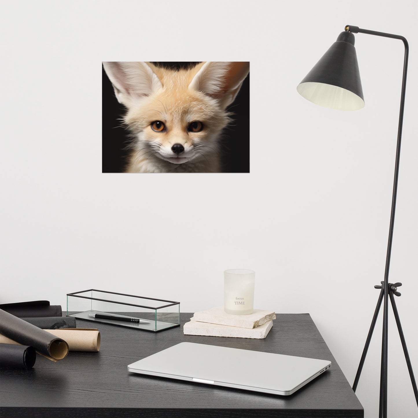 Fox Art: Close-up of a Desert Fox Fennec Fox Photorealism - Digital Artwork Loose Art Print