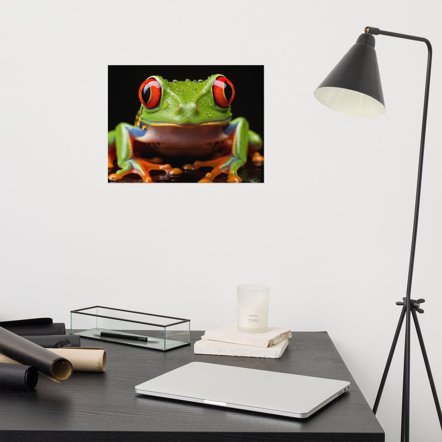 Crimson Gaze Red Eyed Tree Frog Close-up Photorealism - Digital Artwork Loose Art Print