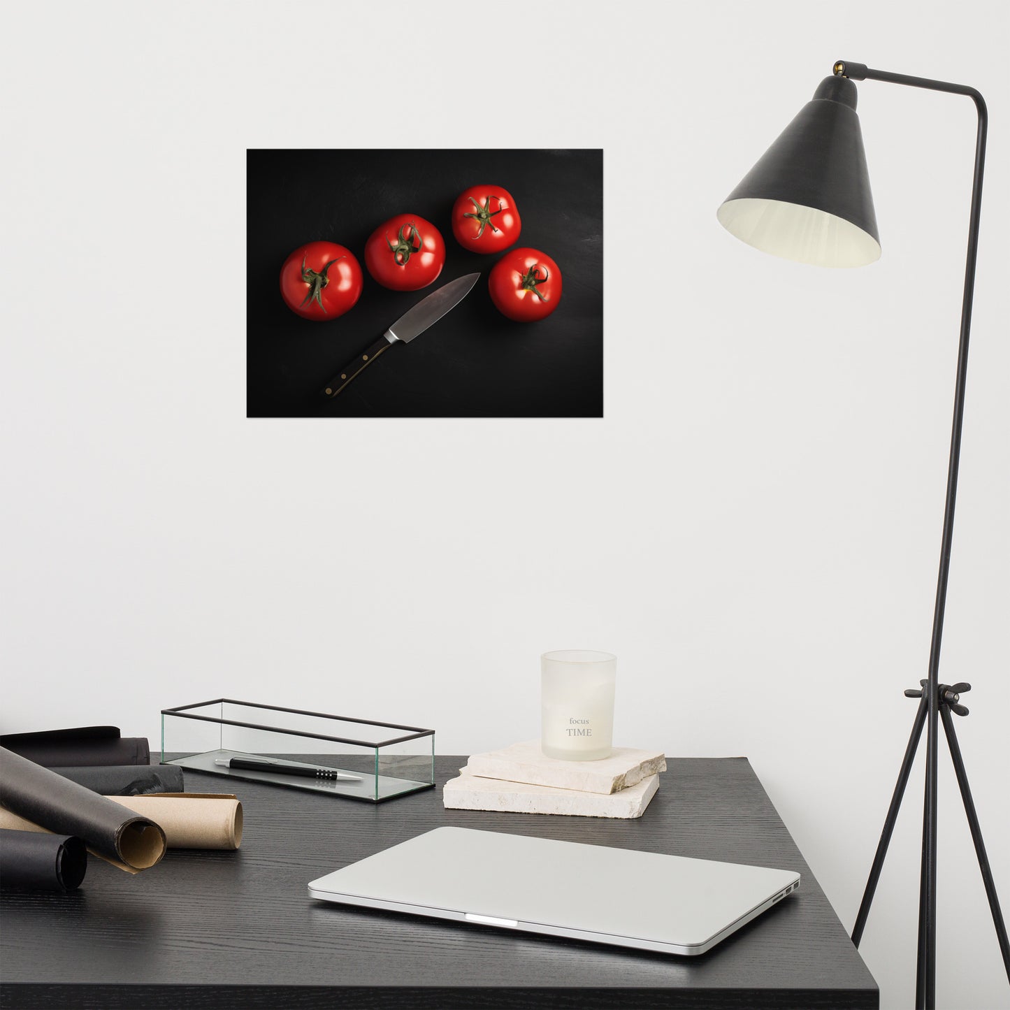 Home Kitchen Wall Decor: Crimson Quartet Tomatoes Photorealism - Digital Artwork Loose Art Print