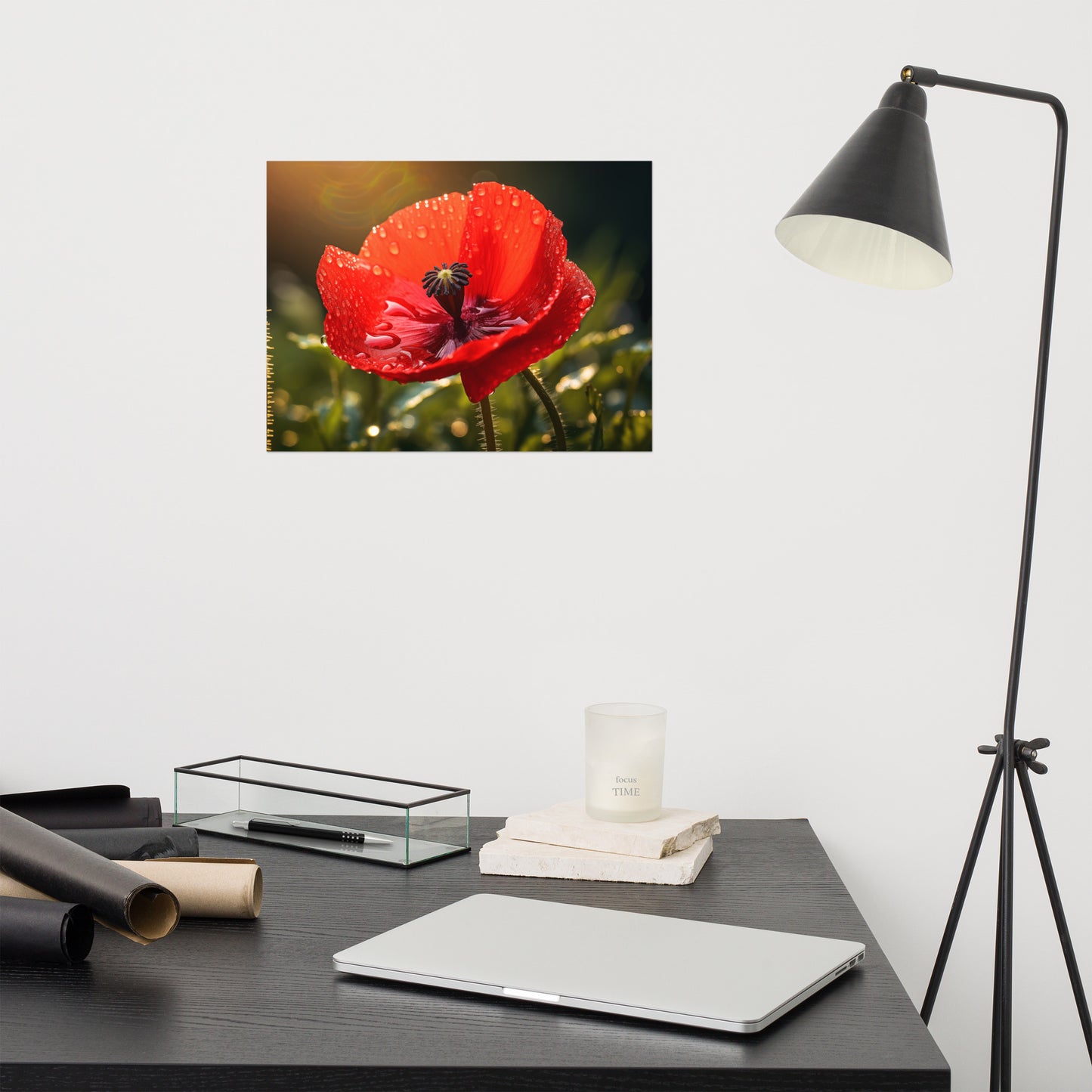 Flower Prints Unframed: Crimson Tears Photorealism - Digital Artwork Loose Art Print