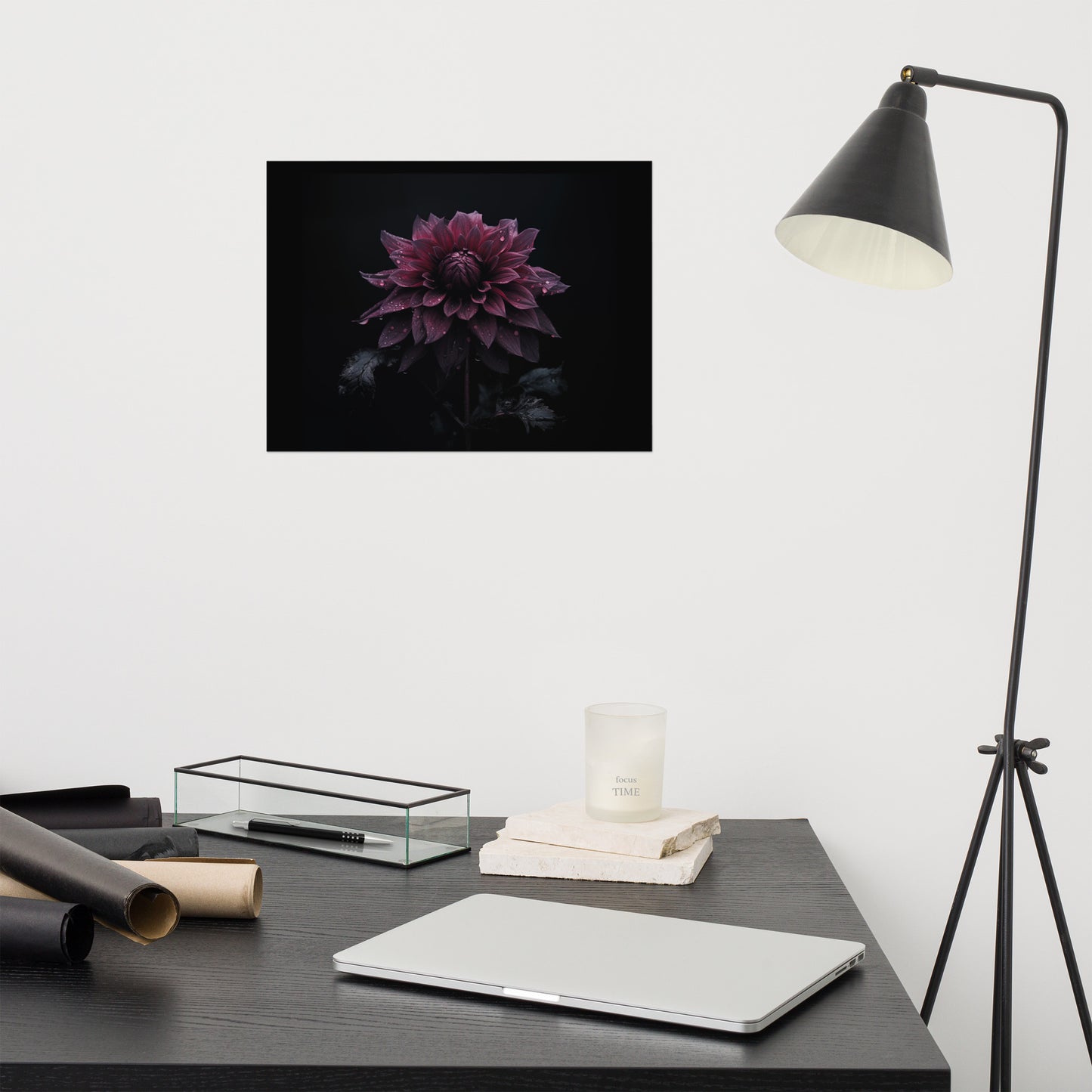 Dark Floral Artwork: Dahlia's Dream Photorealism - Digital Loose Art Print