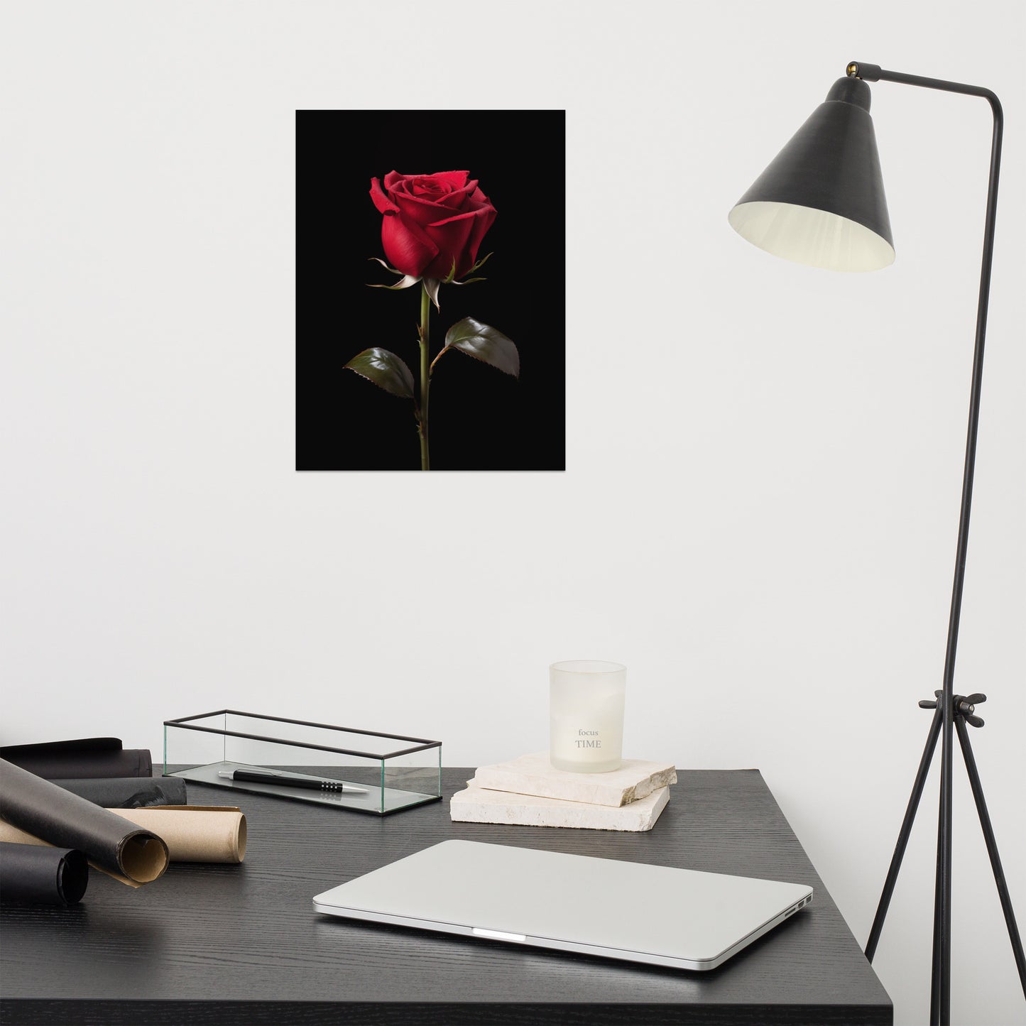 Red Flower Art: Dark Romance Photorealism - Digital Artwork Loose Art Print