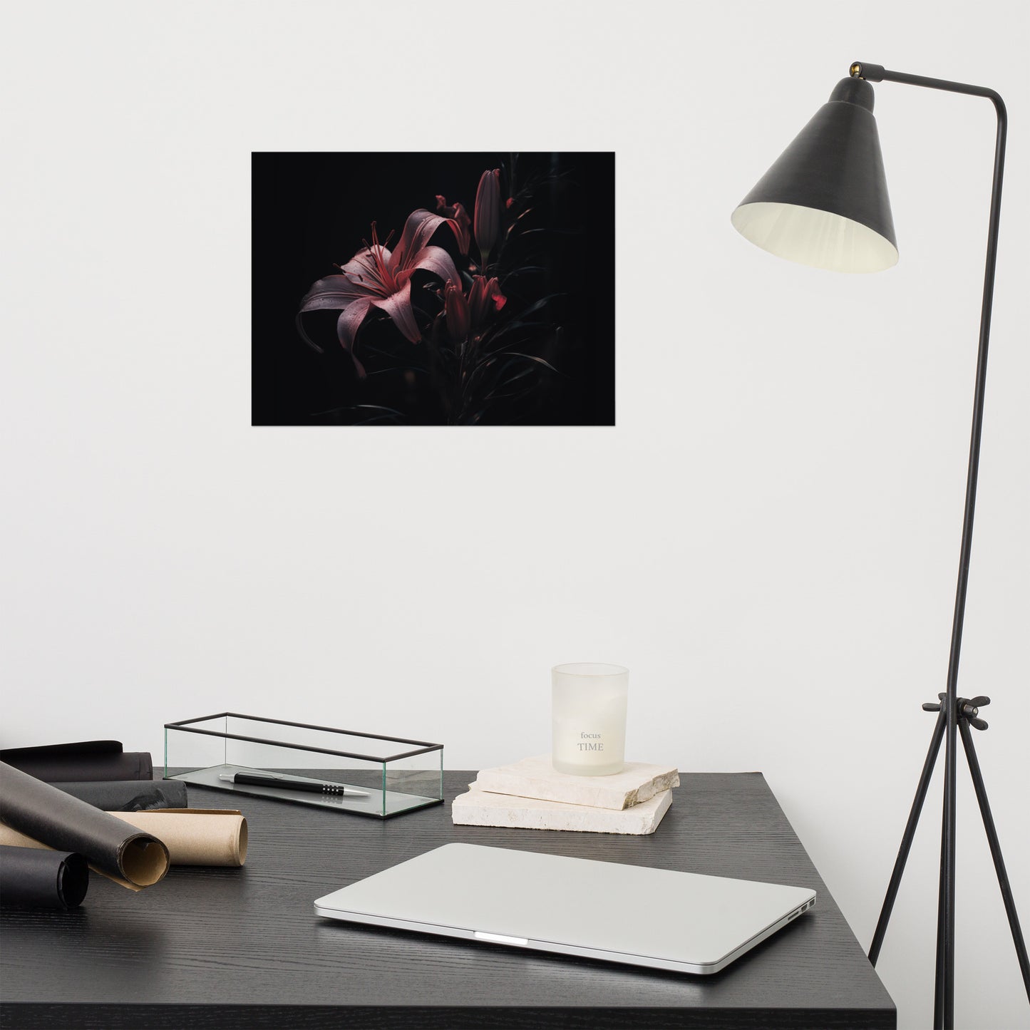 Flower Modern Art: Darkest Desire Dark Floral Photorealism - Digital Artwork Loose Art Print