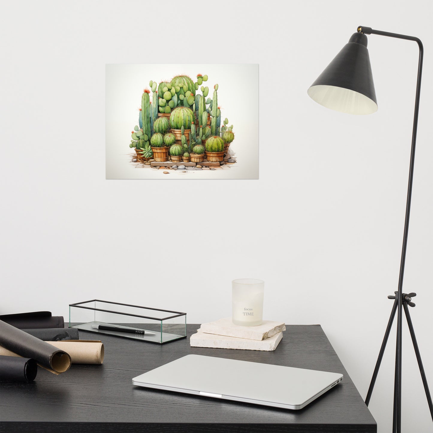 Botanical Painting in Watercolour: Desert Oasis Cactus Illustration Pencil Drawing - Digital Artwork Loose Art Print