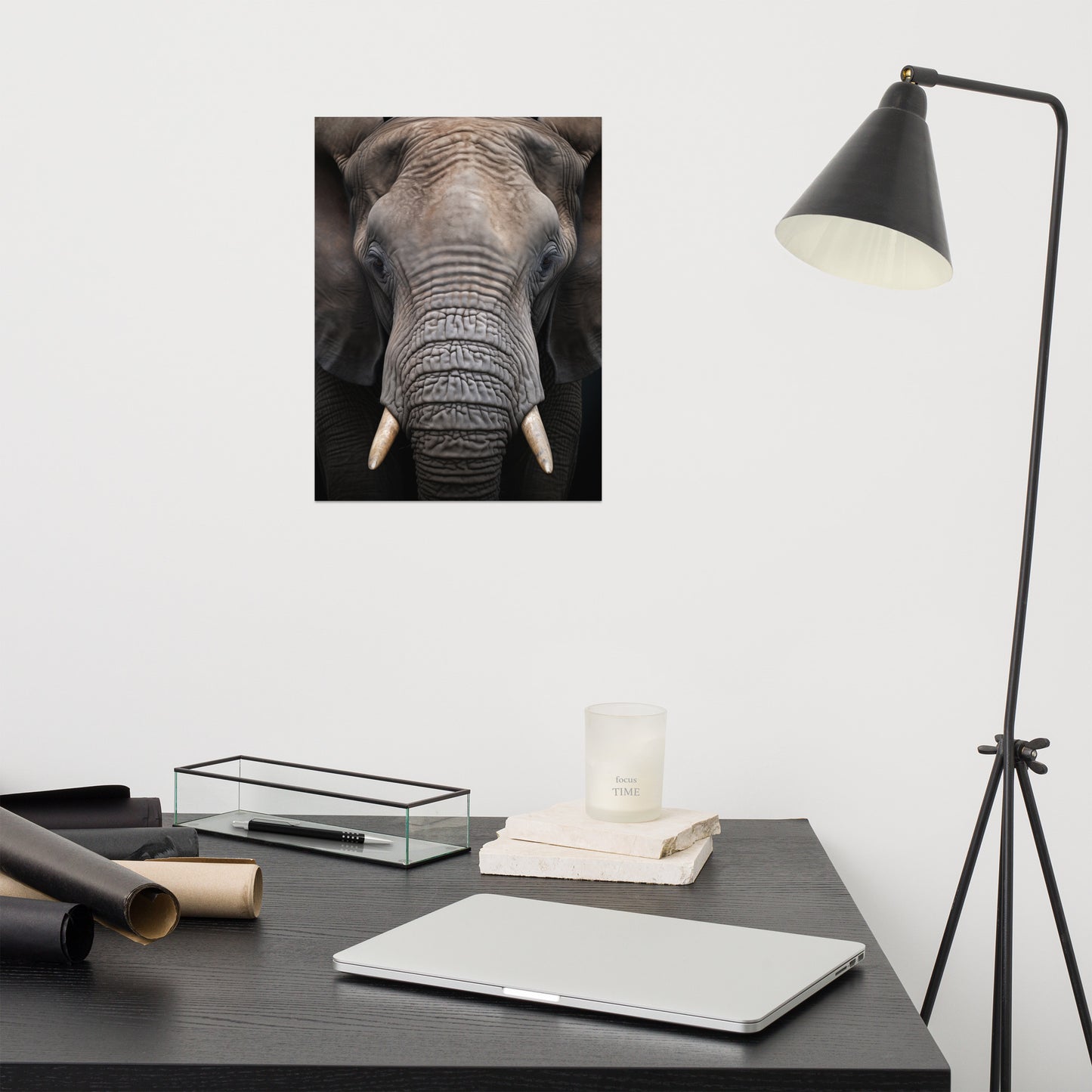 Wall Art Wildlife: Elephant Photorealism - Digital Artwork Loose Art Print