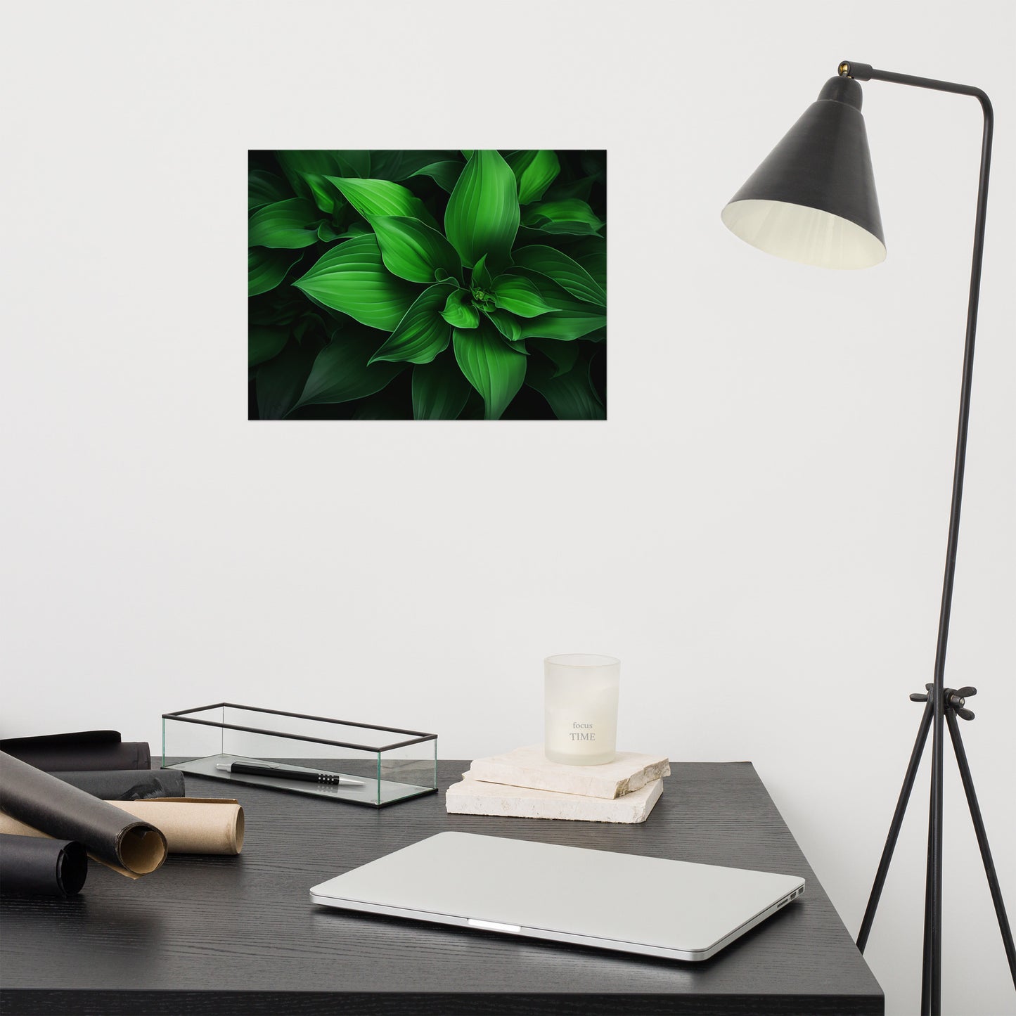 Neutral Botanical Prints: Emerald Symphony Green Plants Photorealism - Digital Artwork Loose Art Print