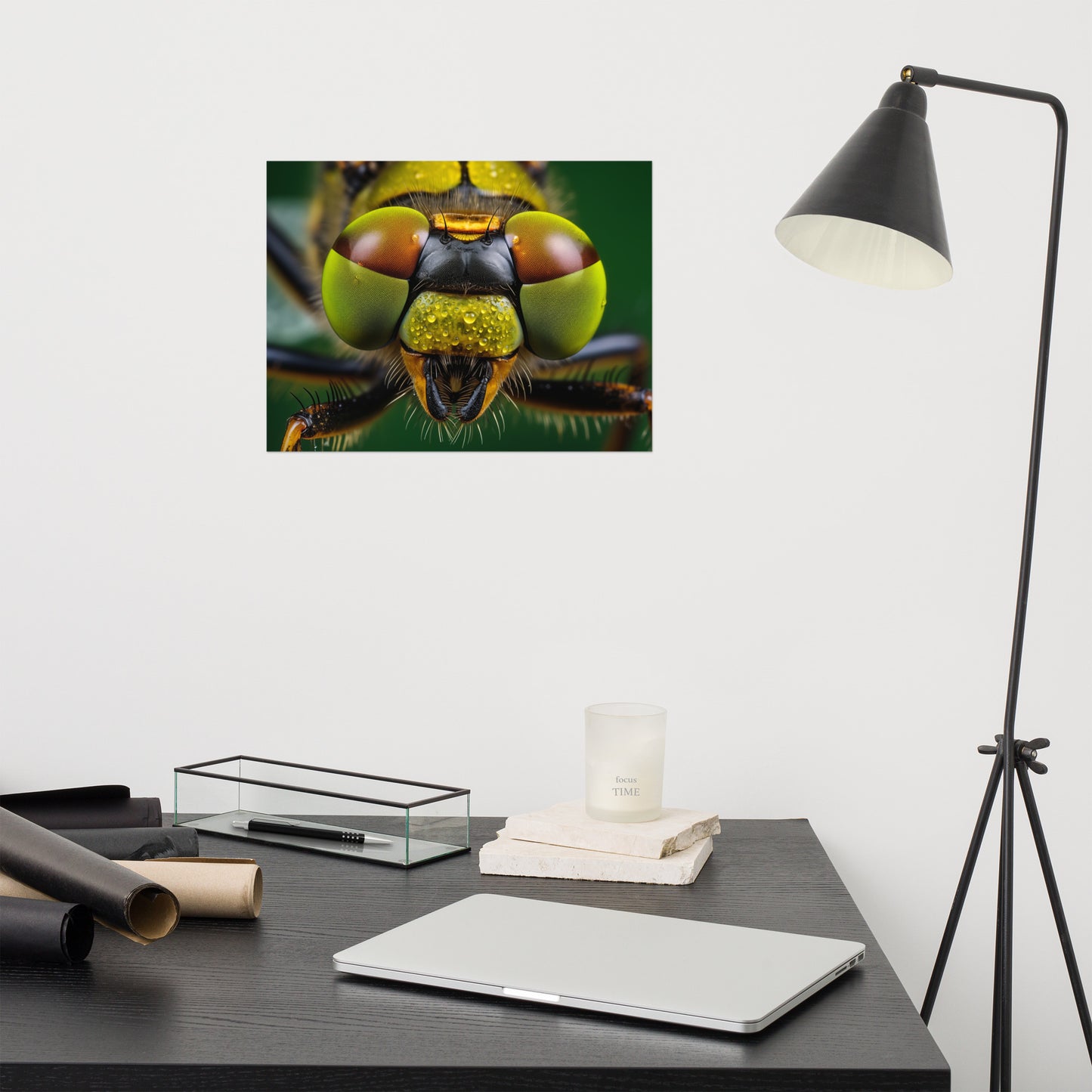 Dragonfly Poster Art: Emerald Vision Photorealism - Digital Artwork Loose Art Print