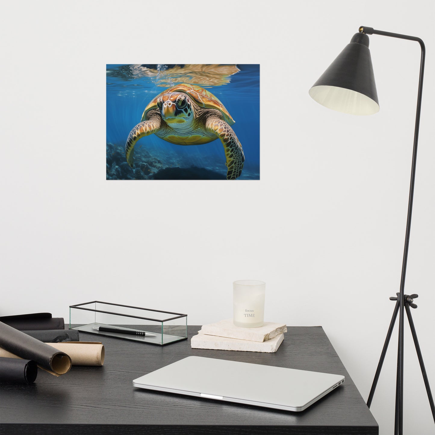 Sea Turtle Art: Eternal Voyager Coastal Illustration - Digital Artwork Loose Art Print