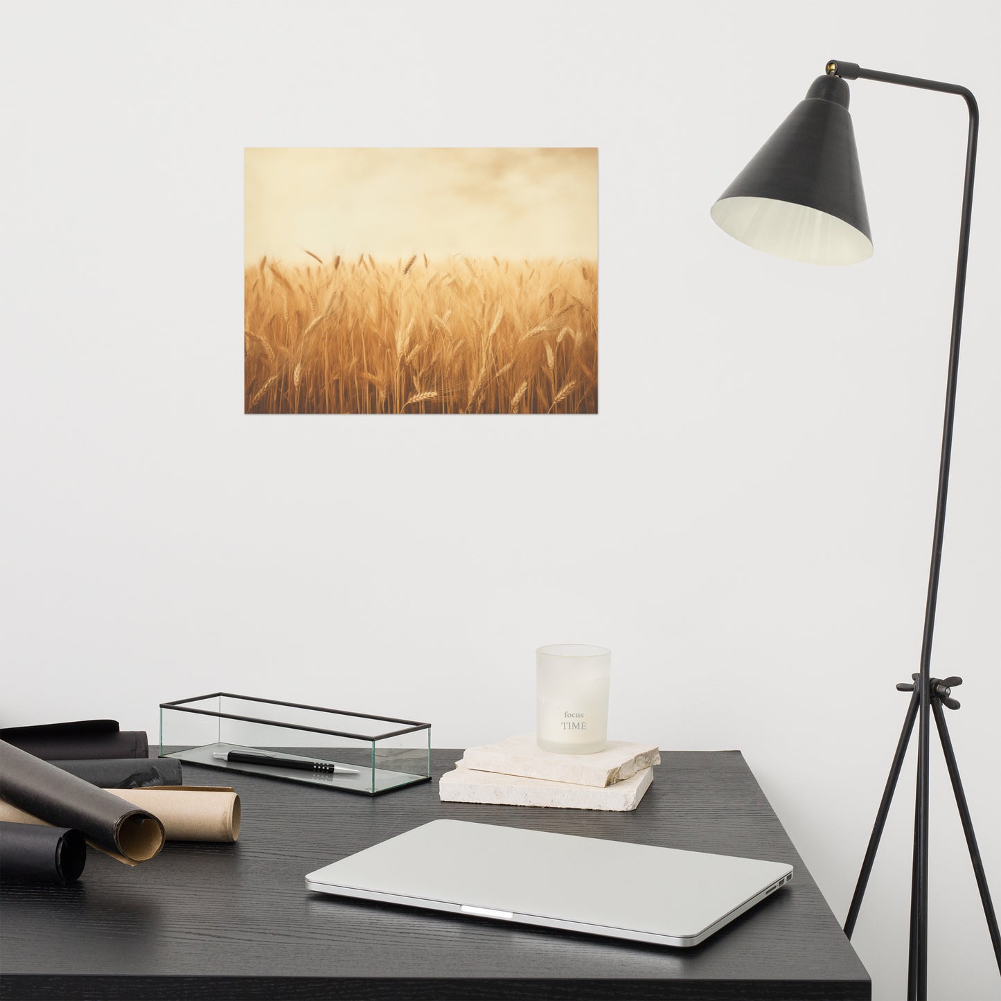 Fields of Gold Minimal Botanical Rustic Subdued Wheat Crops Photorealism - Digital Artwork Loose Art Print