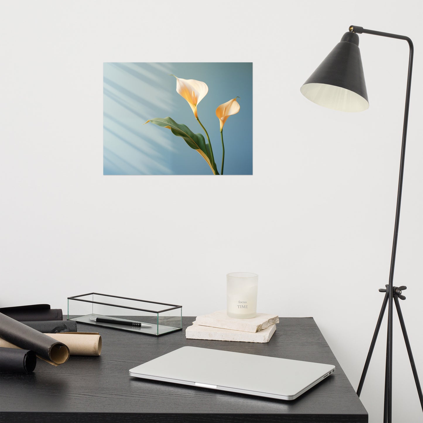 Floral Serenity Calla Lily Minimal Photorealism - Digital Artwork Loose Art Print