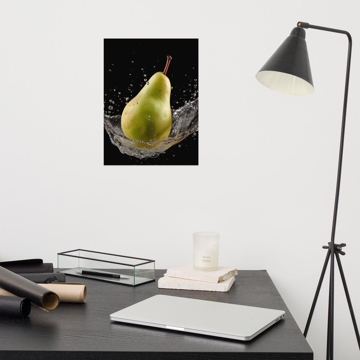 Fruity Fusion Pear in Water Photorealism - Digital Artwork Loose Art Print