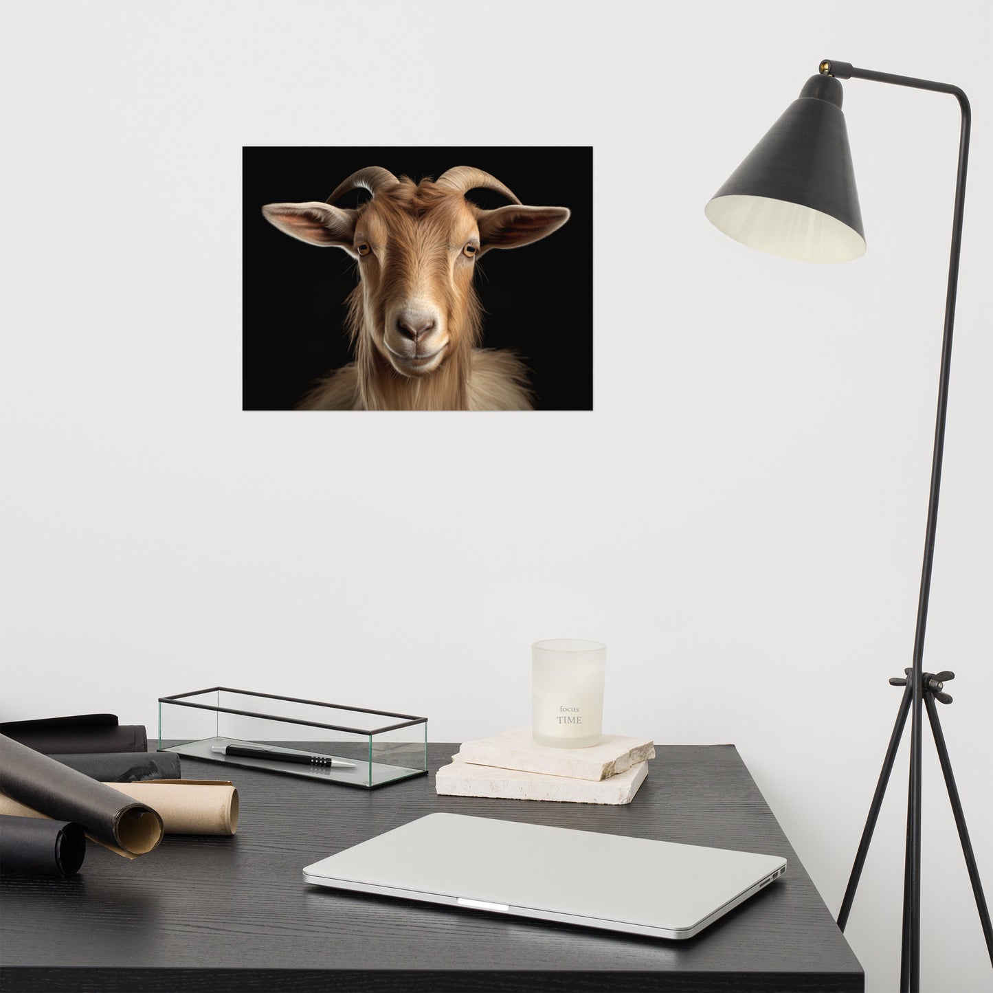 Goat Portrait Photorealism - Digital Artwork Loose Art Print