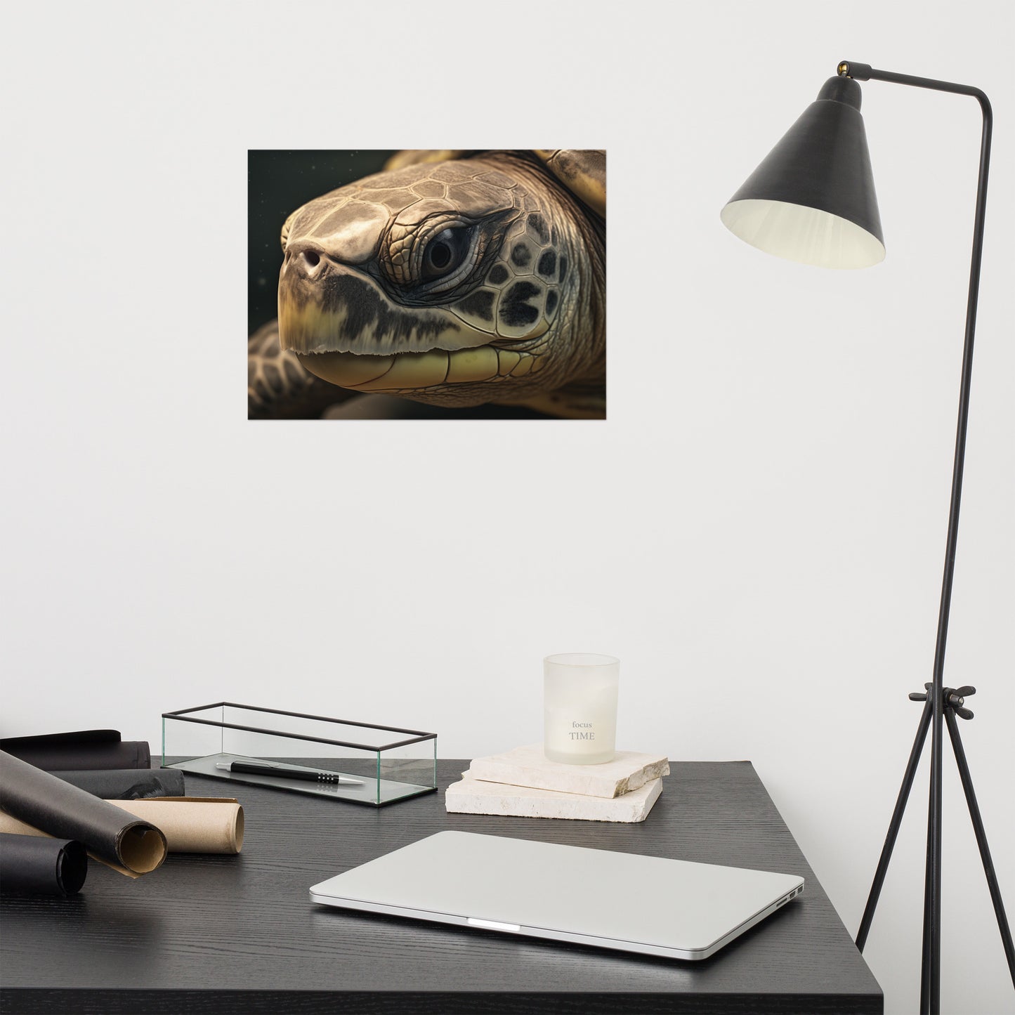 Guardian of the Deep Olive Ridley Turtle Close-up Photorealism - Digital Artwork Loose Art Print