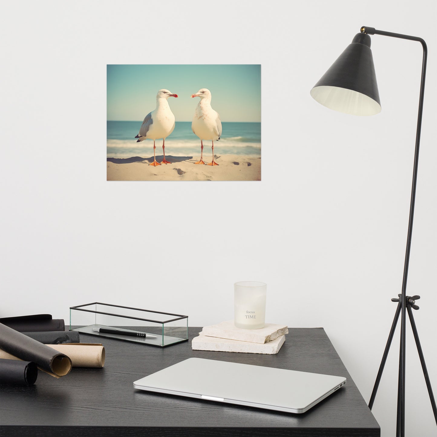 Guardian Angels of the Coast Seagulls Vintage Retro Subdued Seagulls Photorealism - Digital Artwork Loose Art Print