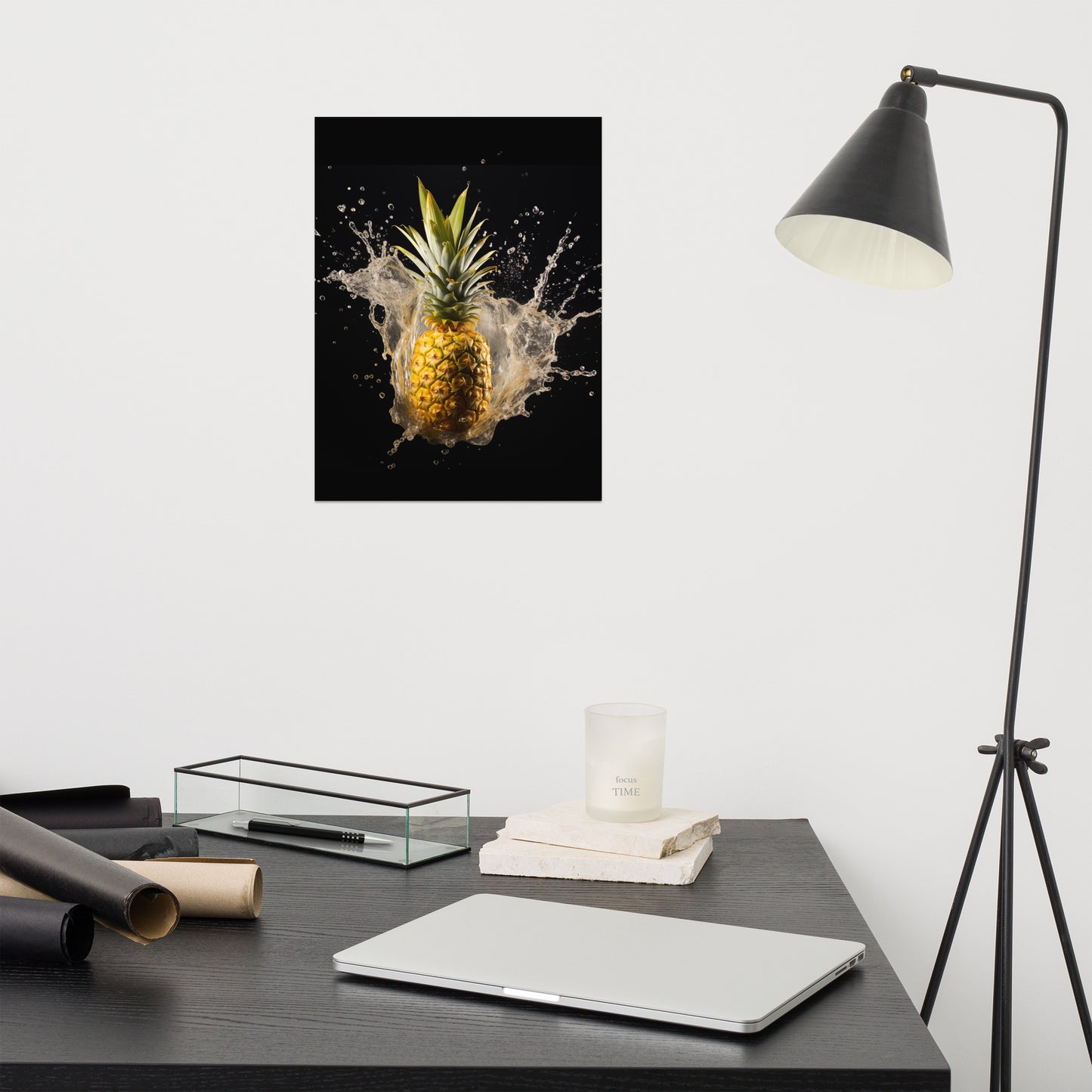 Juicy Joy Pineapple in Water Photorealism - Digital Artwork Loose Art Print