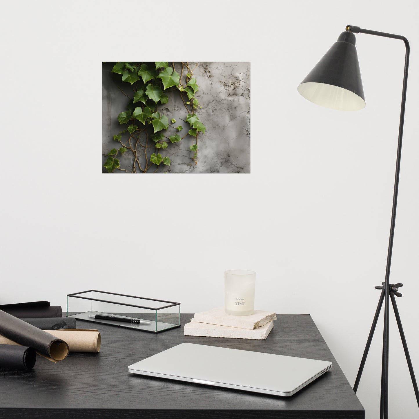 Life on the Wall - Ivy on Stone Photorealism - Digital Artwork Loose Art Print