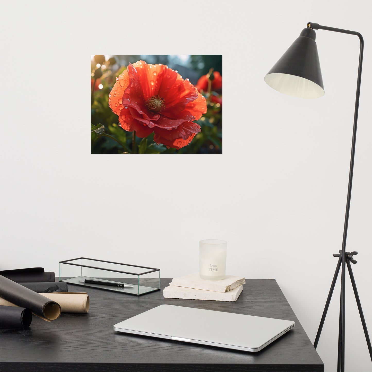 Lonely Crimson Photorealism - Digital Artwork Loose Art Print