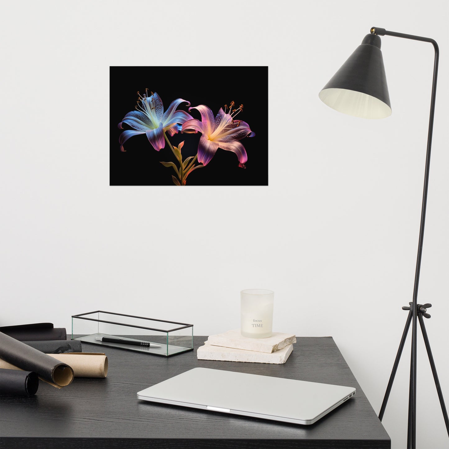 Luminous Lilies Illustration - Digital Artwork Loose Art Print