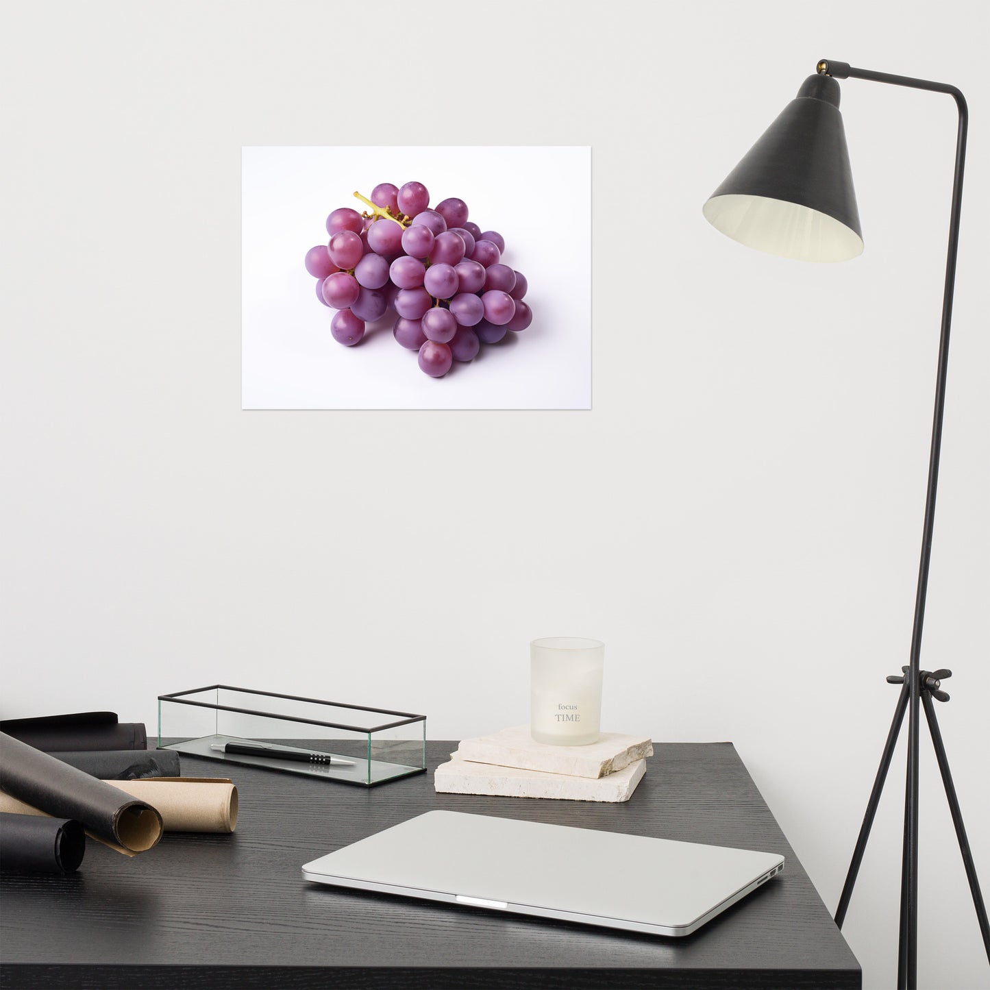 Nature's Candy Purple Grapes on White photorealism - Digital Artwork Loose Art Print