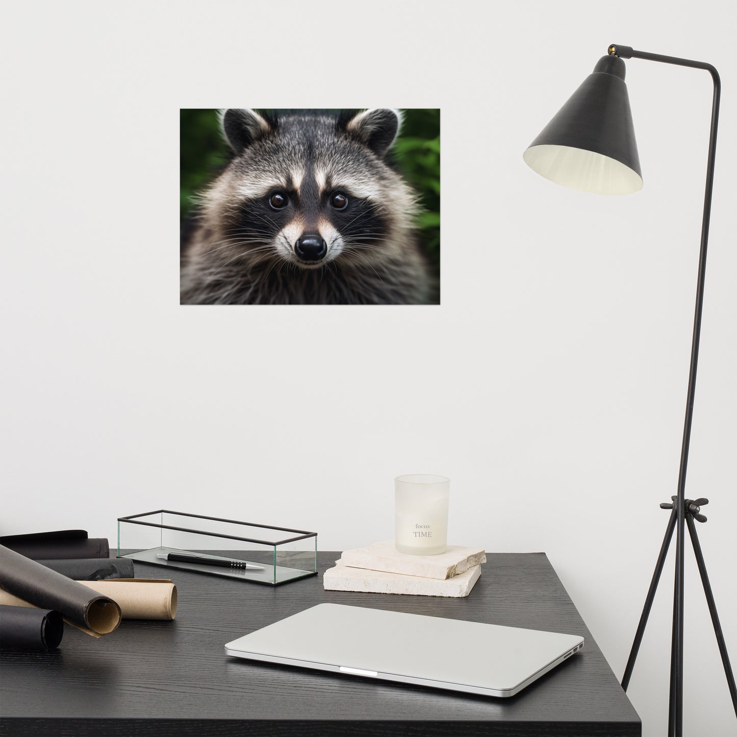 Night Prowler Raccoon Portrait Photorealism - Digital Artwork Loose Art Print