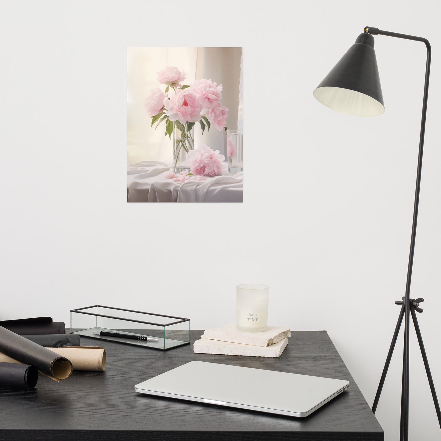 Peonies in Repose Photorealism - Digital Artwork Loose Art Print