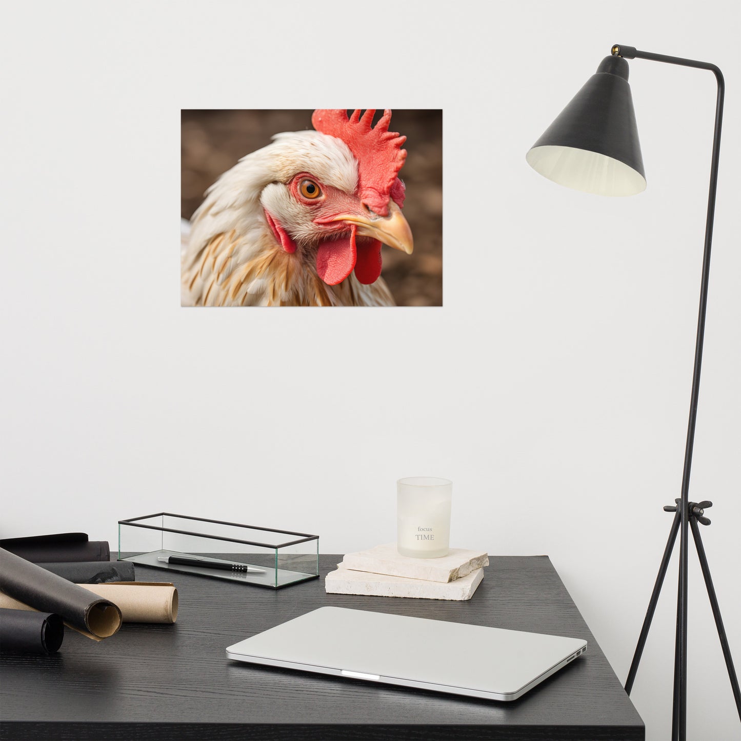 Portrait of a Hen Photorealism - Digital Artwork Loose Art Print