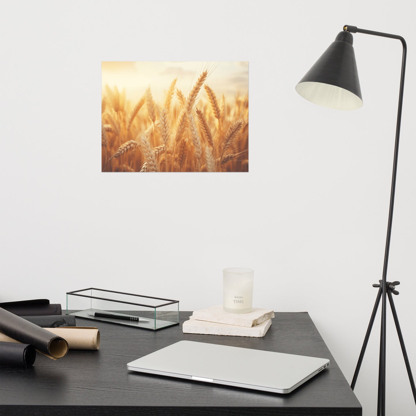 Prairie Dreams Minimal Botanical Rustic Subdued Wheat Crops Photorealism - Digital Artwork Loose Art Print