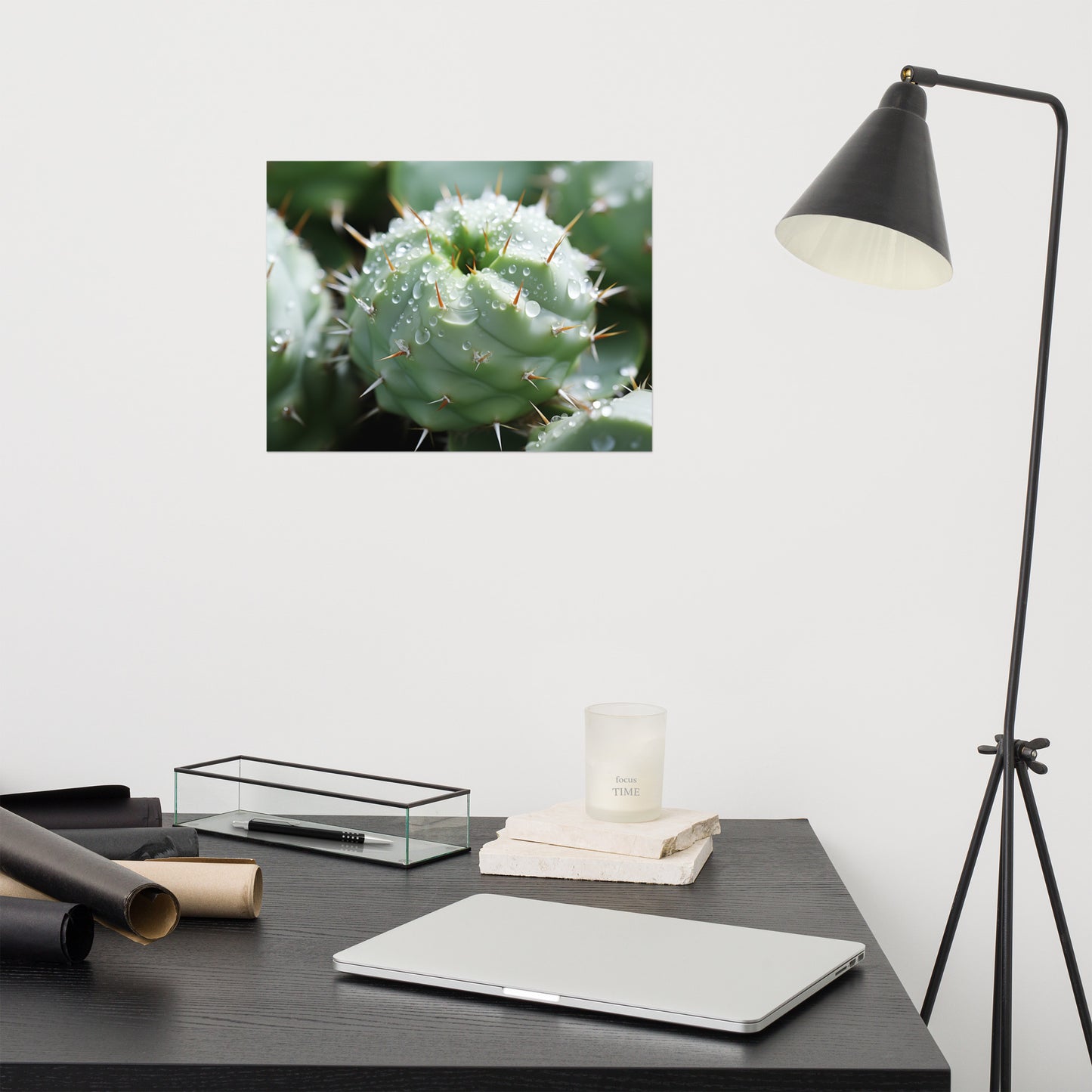 Prickly Pearls Succulent Photorealism - Digital Artwork Loose Art Print