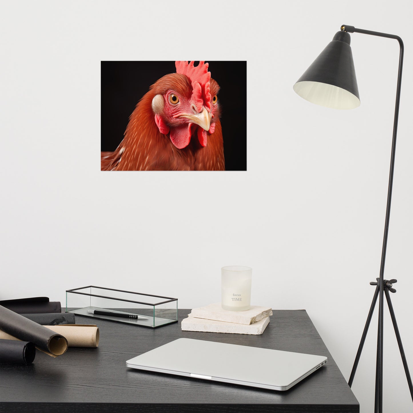 Proud Rooster in Profile Photorealism - Digital Artwork Loose Art Print