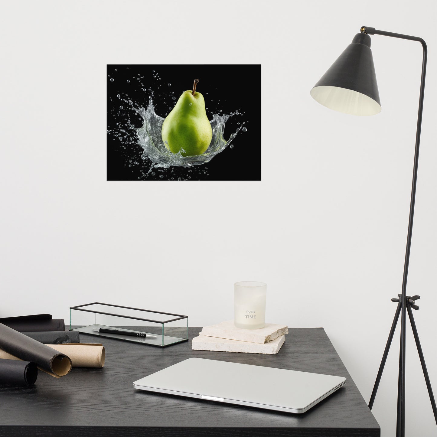 The Crisp Awakening Pear in Water Photorealism - Digital Artwork Loose Art Print