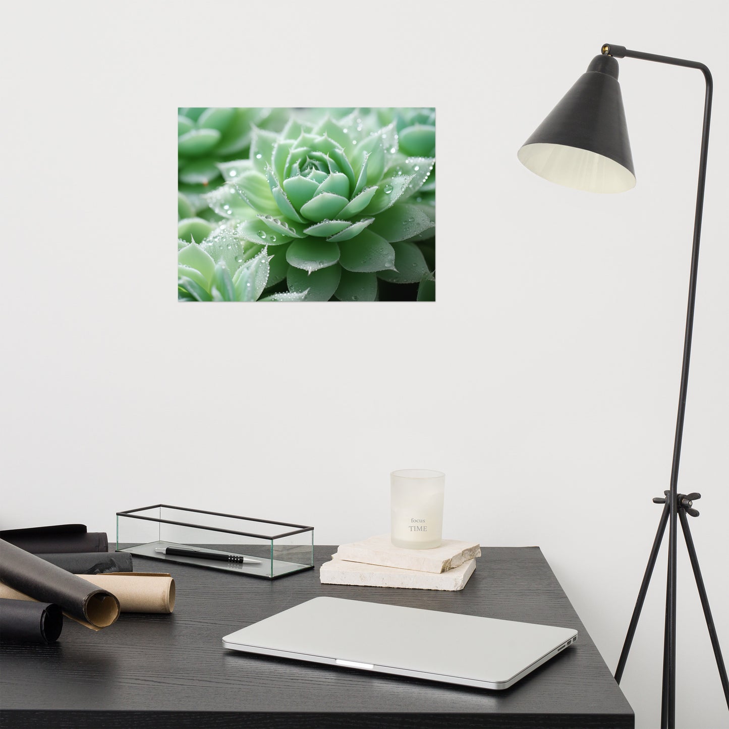 The Heart of Green Succulent Photorealism - Digital Artwork Loose Art Print