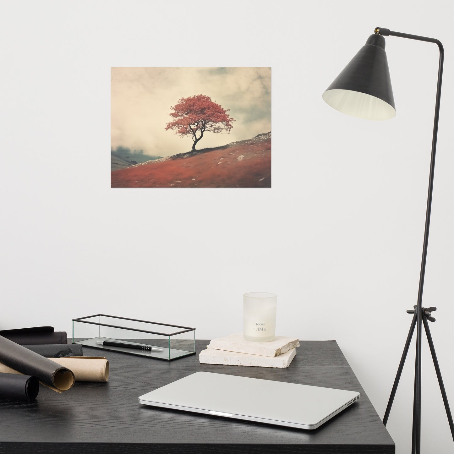 The Lonesome Tree Minimal Botanical Retro Subdued Photorealism - Digital Artwork Loose Art Print