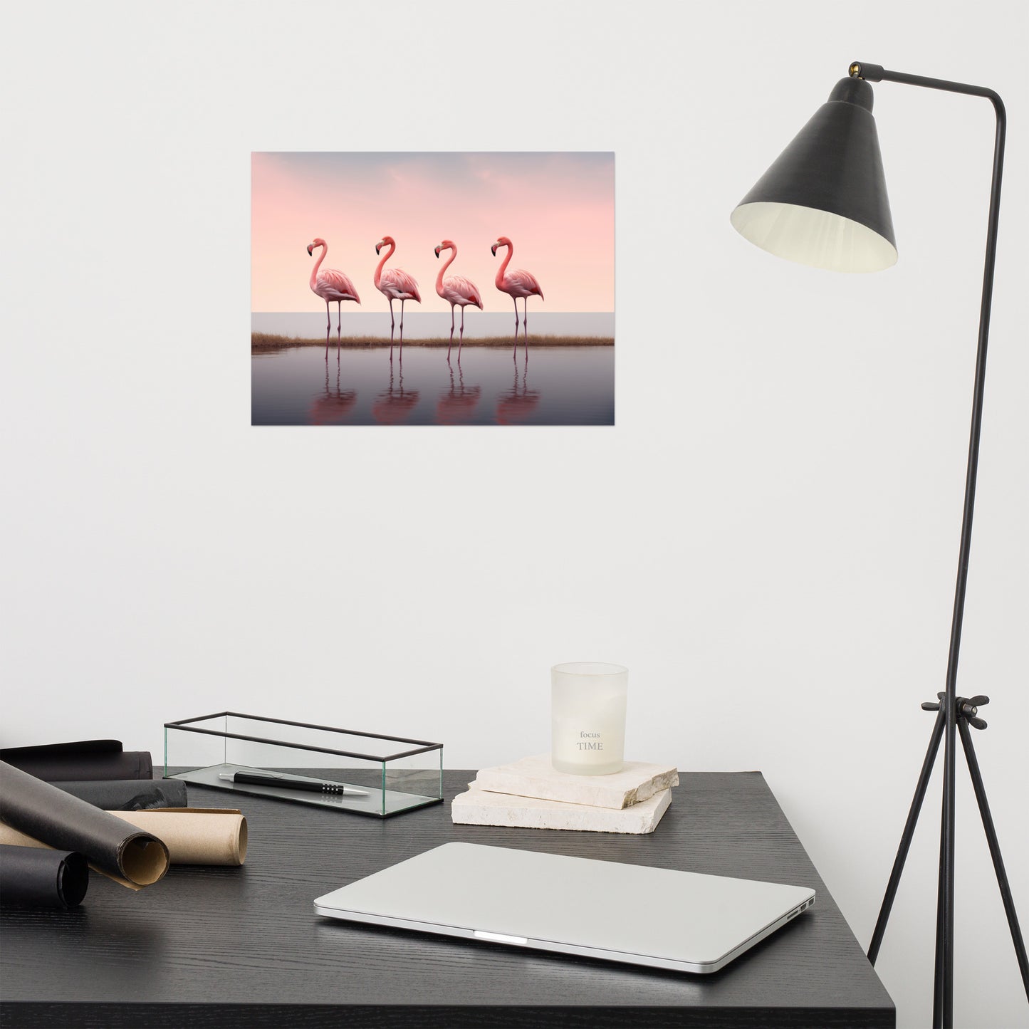 The Pink Quartet Wildlife Photorealism - Digital Artwork Loose Art Print