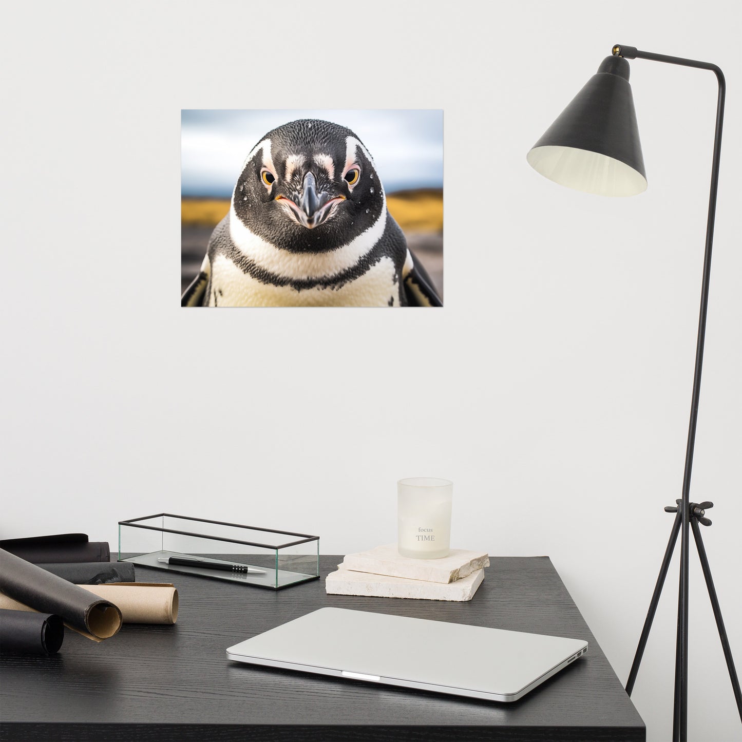 The Stare Down Penguins Photorealism - Digital Artwork Loose Art Print