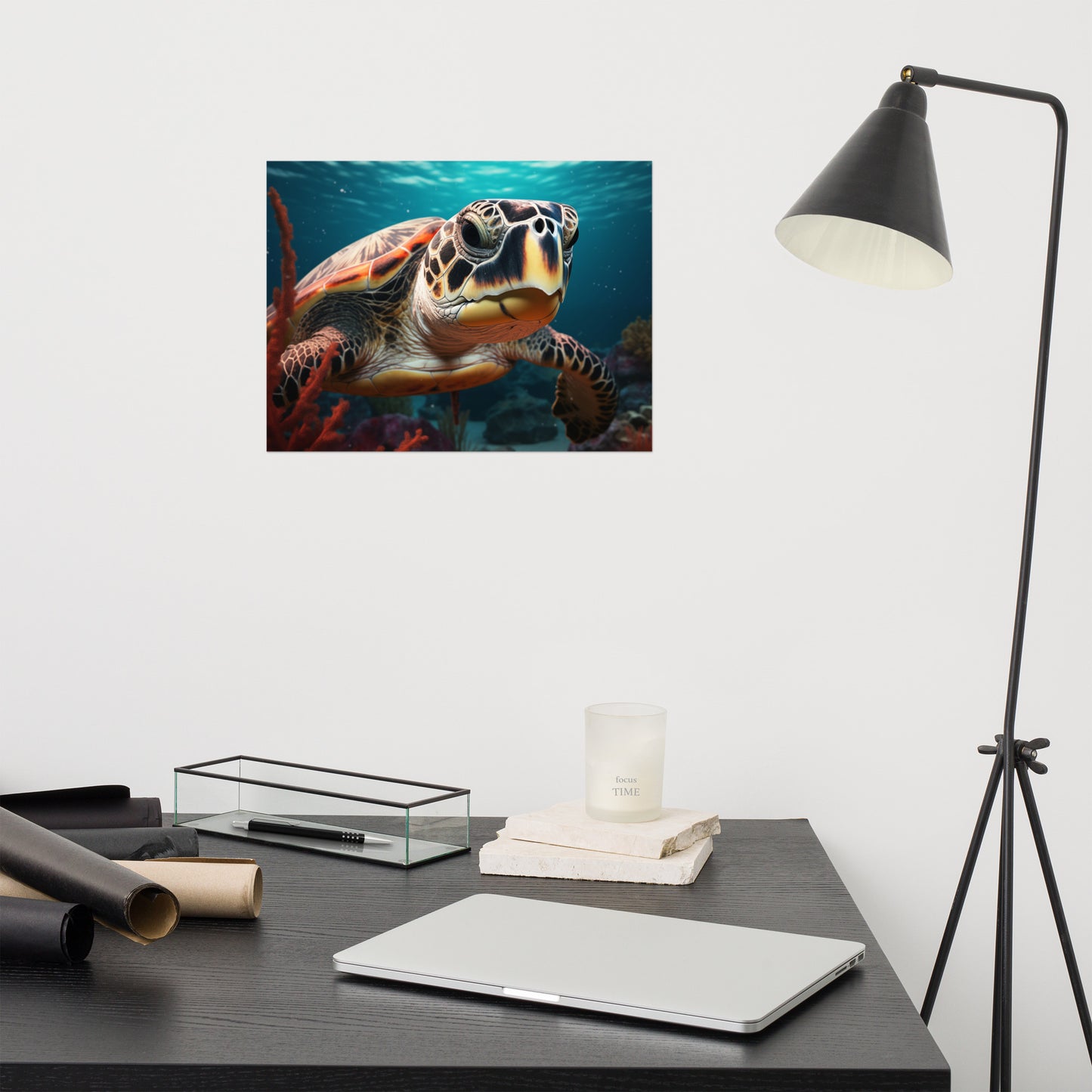 The Turtle's Tale Sea Turtle Coastal Illustration - Digital Artwork Loose Art Print