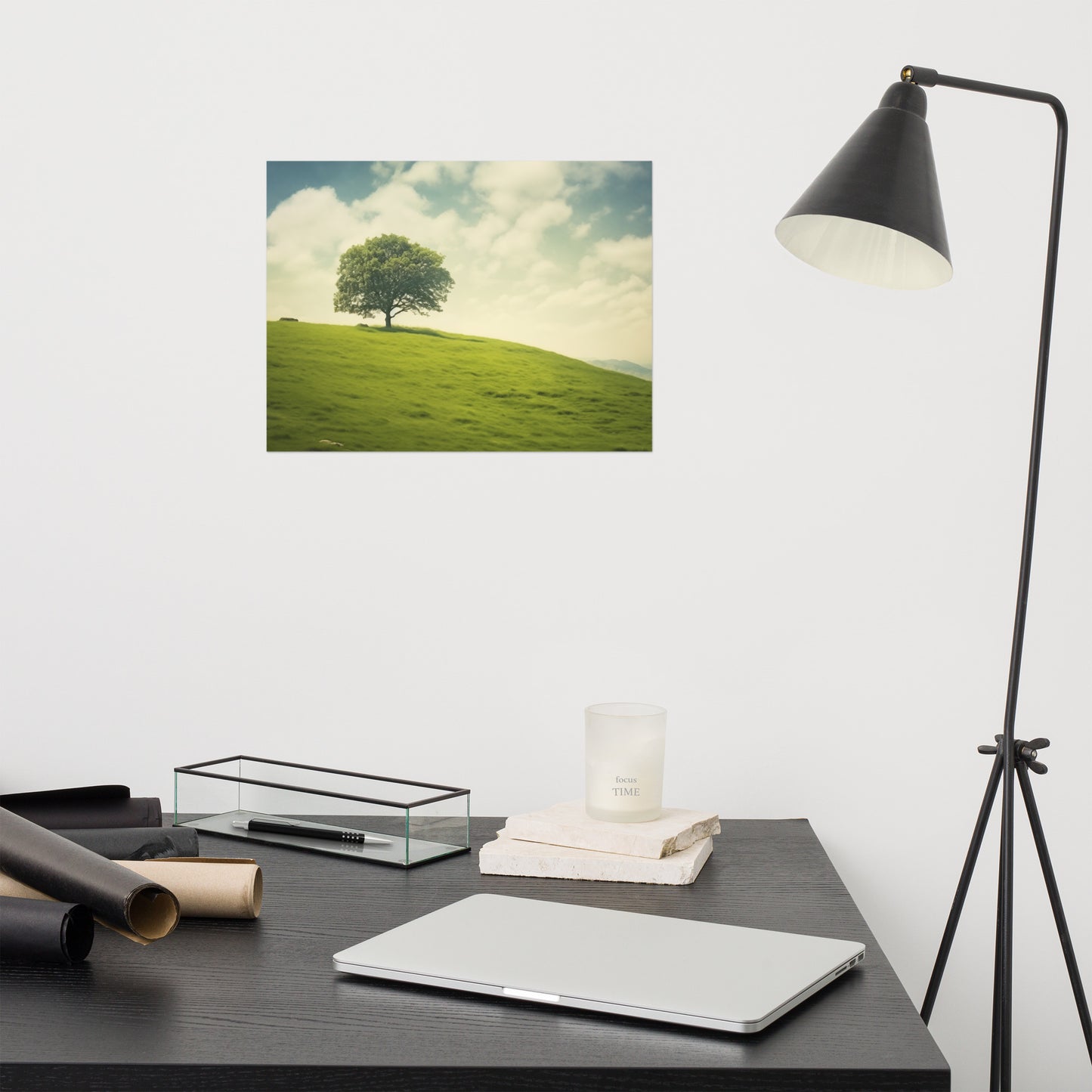 Tranquil Solitude Minimal Botanical Retro Subdued Photorealism - Digital Artwork Loose Art Print