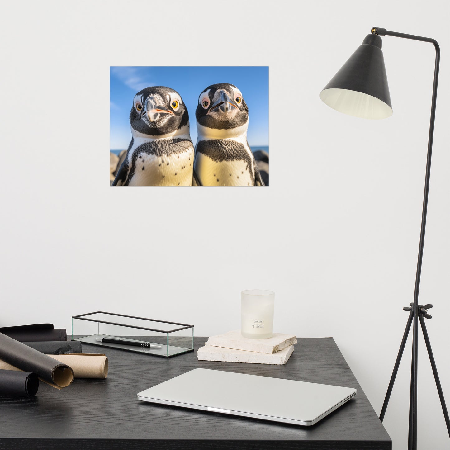 Twin Beaks Penguins Photorealism - Digital Artwork Loose Art Print