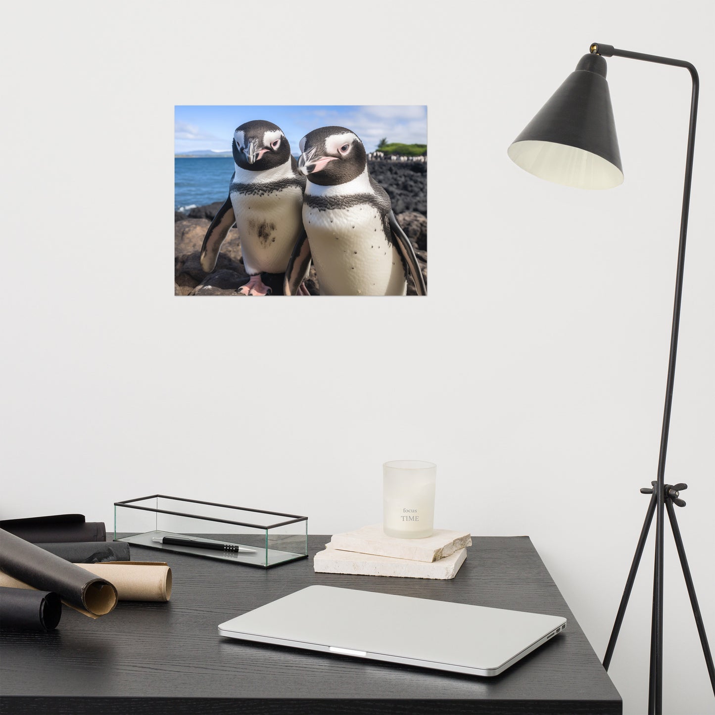 Two of a Feather Penguins Photorealism - Digital Artwork Loose Art Print