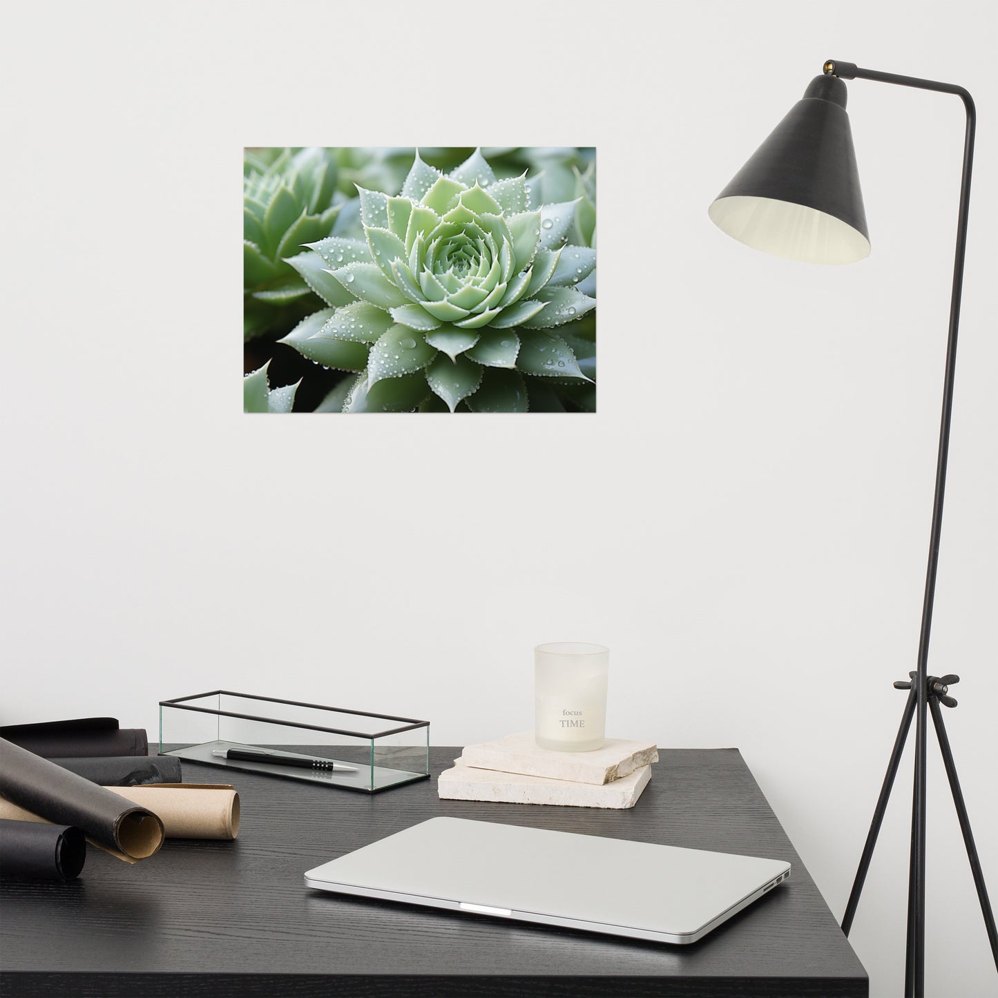 Verdant Embrace Succulent Photorealism - Digital Artwork Loose Art Print