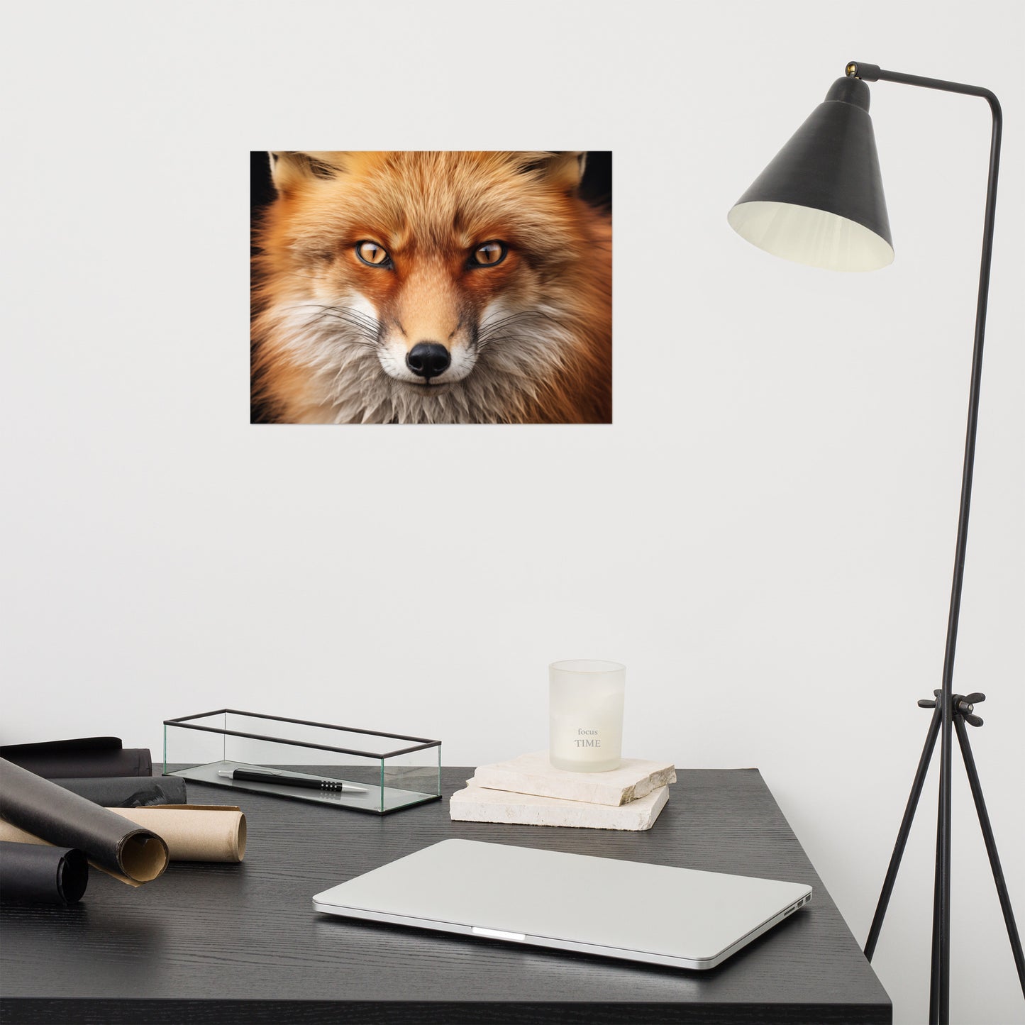 Wildfire Eyes Red Fox Portrait Photorealism - Digital Artwork Loose Art Print