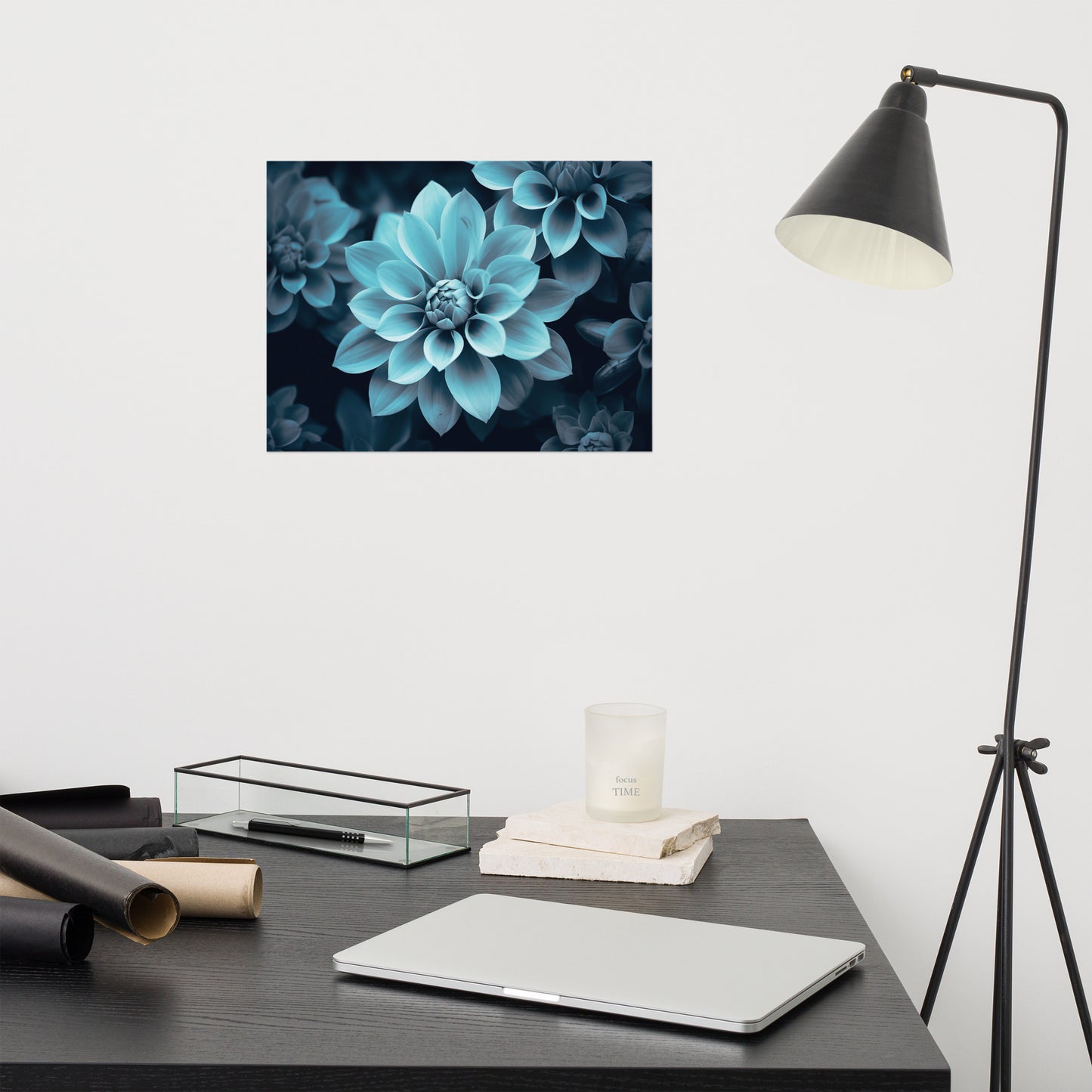 Teal Art: Cerulean Cluster Realism Painting Digital Artwork Loose Art Print