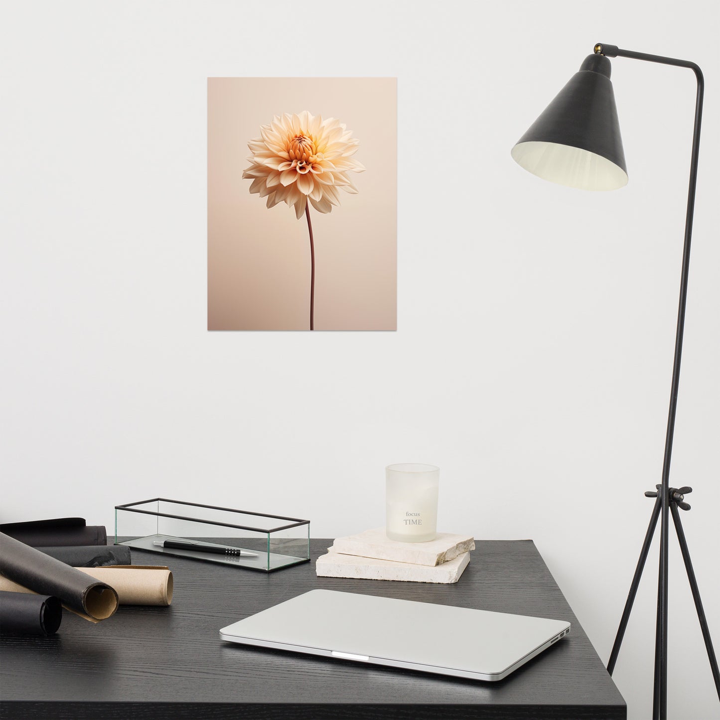 Modern Floral Art Paintings: Delicate Dahlia Realism Painting Digital Artwork Loose Art Print