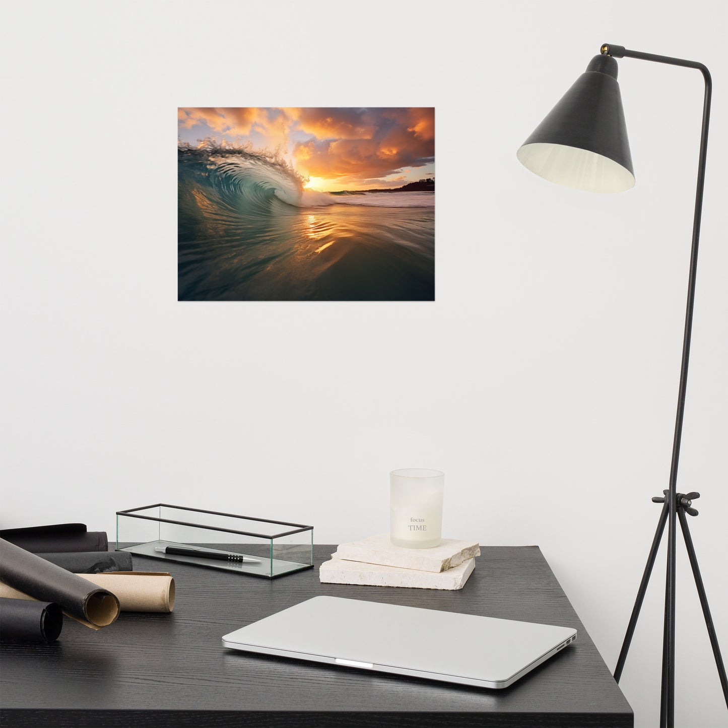 Sunset Beach Wall Art: Ephemeral Whispers Realism Painting Digital Artwork Loose Art Print