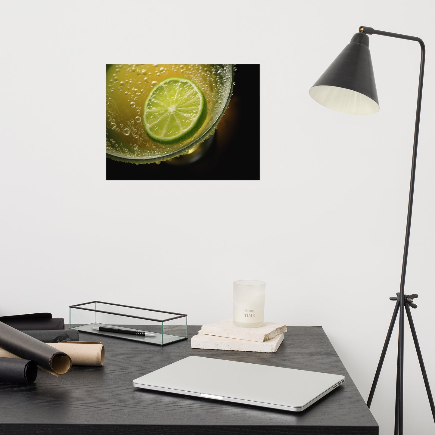 Food and Beverages Art Lime in Drink Photorealistic Digital Artwork Loose Art Print