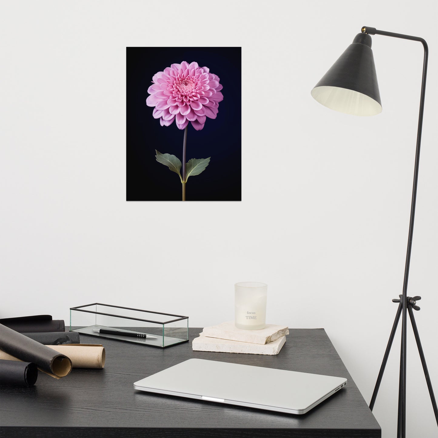 Soft Serenity Single Pink Flower Photorealistic Painting Digital Artwork Loose Art Print