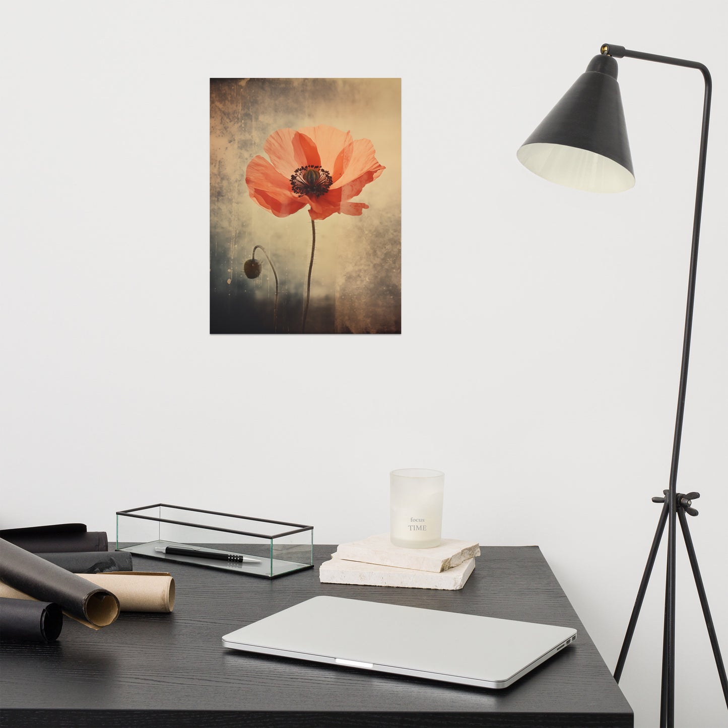 Whispers of Time Poppy Retro Subdued Photorealism - Digital Artwork Loose Art Print