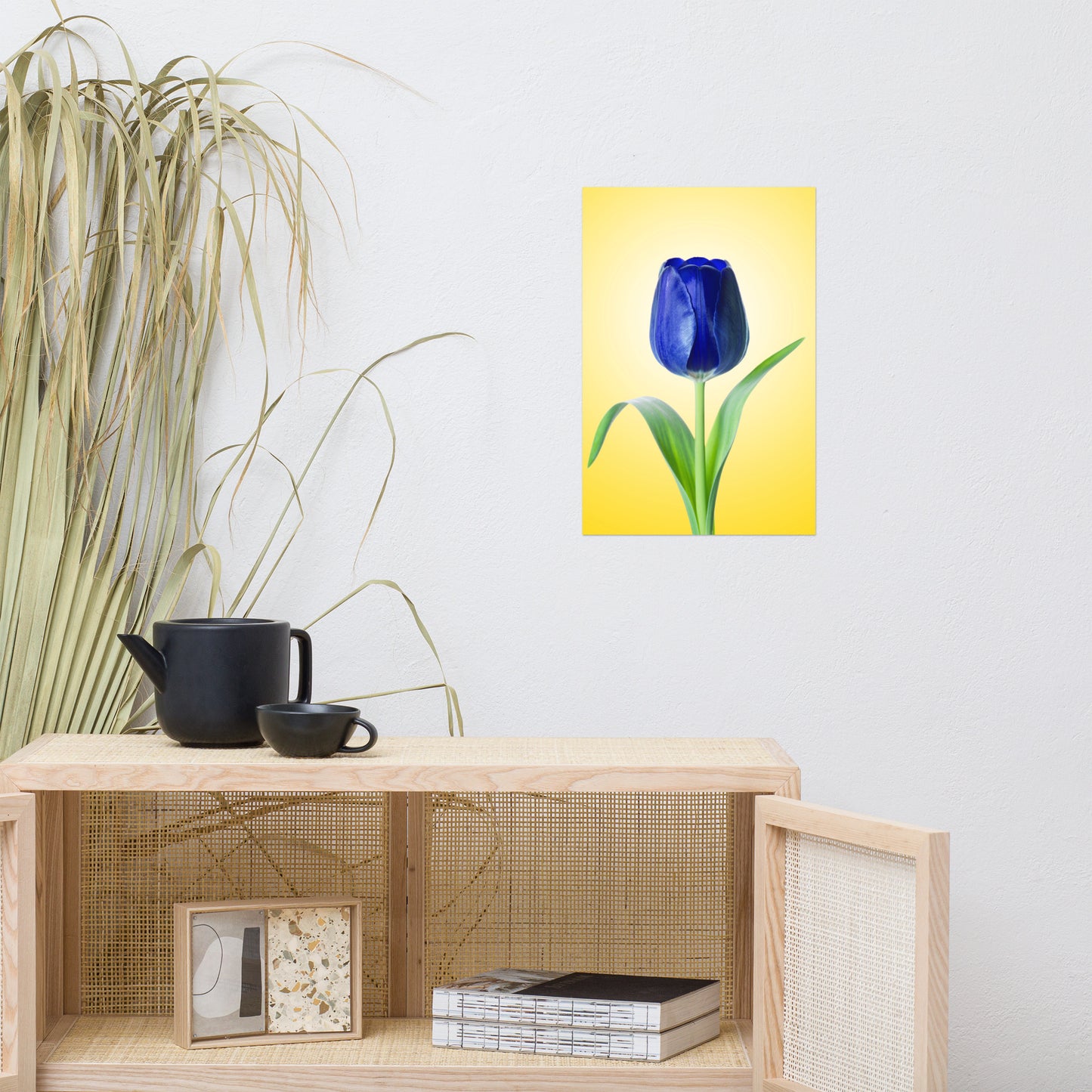 Blue Tulip Minimal Floral Nature Photo - For Ukraine Refugees Loose Wall Art Print